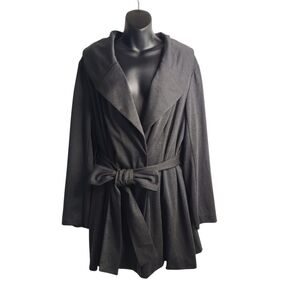 Fashion Bug Coat Women's Dark Gray V-Neck Belt Snap Button Plus Size 1X NWT